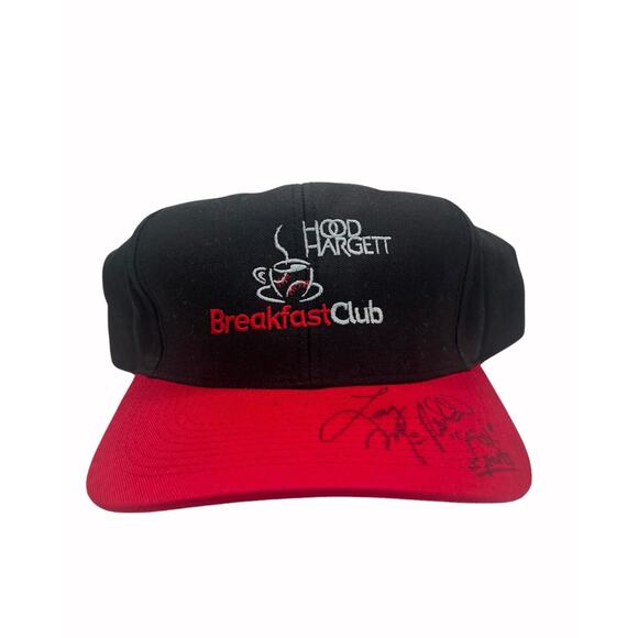 Vtg Hood Hargett Trucker Hat | Black Red Snapback Cap Signed Breakfast Club - Picture 1 of 13